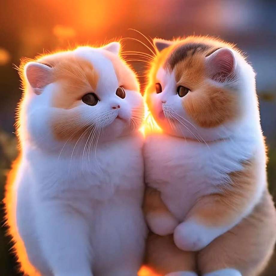 śliczne, zakochane rude kotki puzzle online
