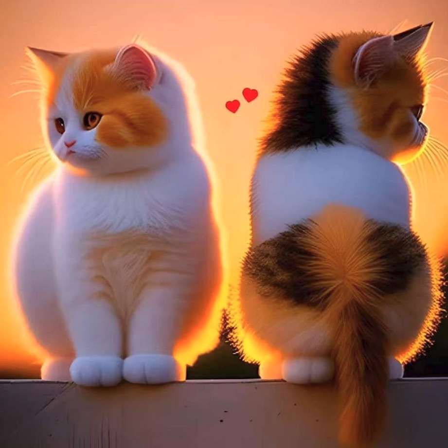 śliczne, zakochane rude kotki puzzle online