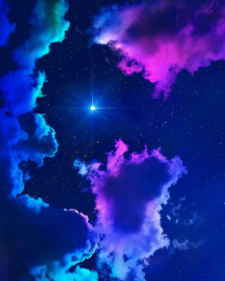 przepiękne, kolorowe niebo i gwiazda puzzle online