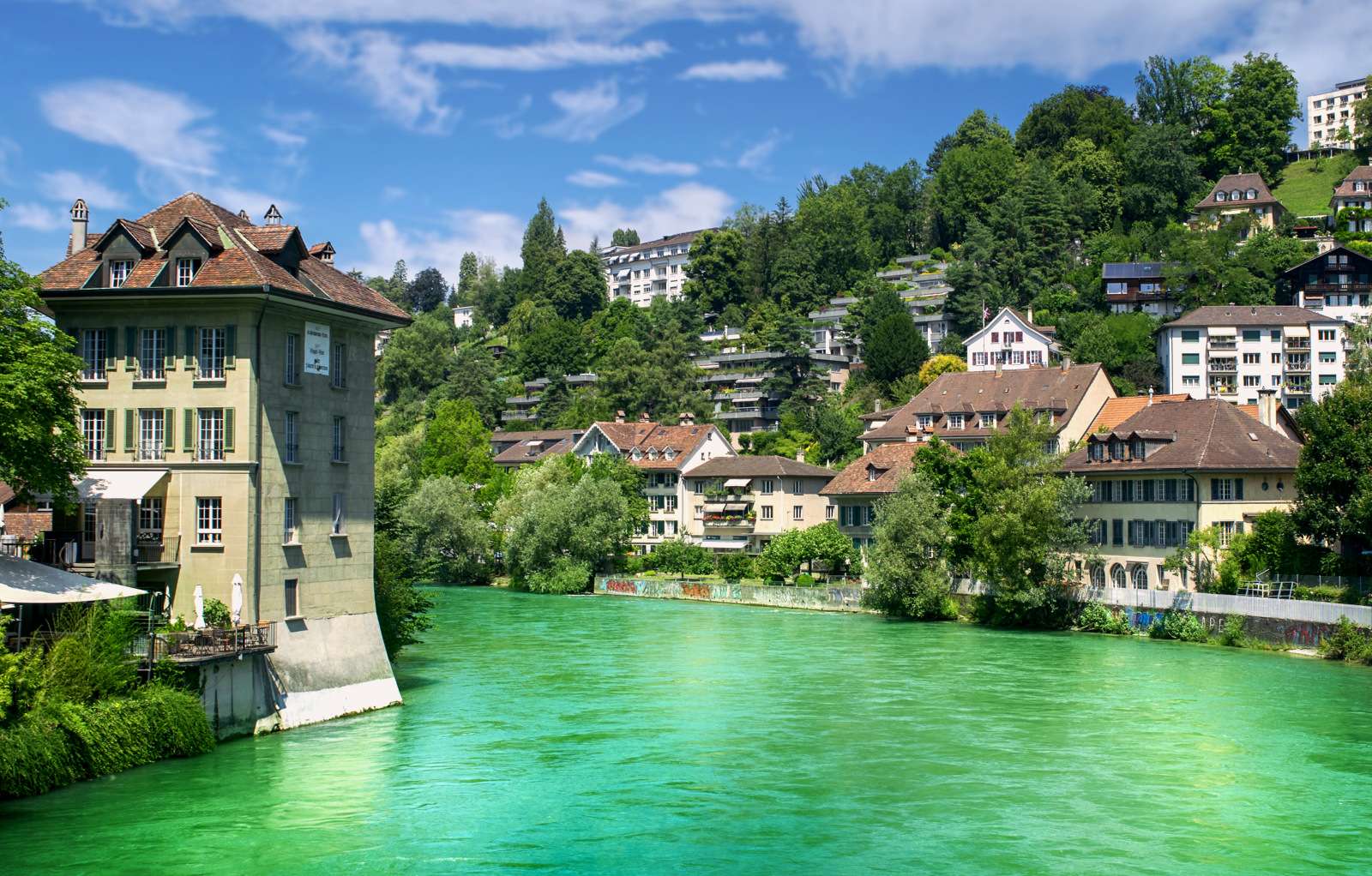 Piękny widok na Berno i rzekę Aare (Szwajcaria) puzzle online