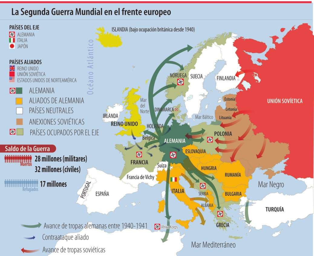 Mapa II wojny światowej puzzle online