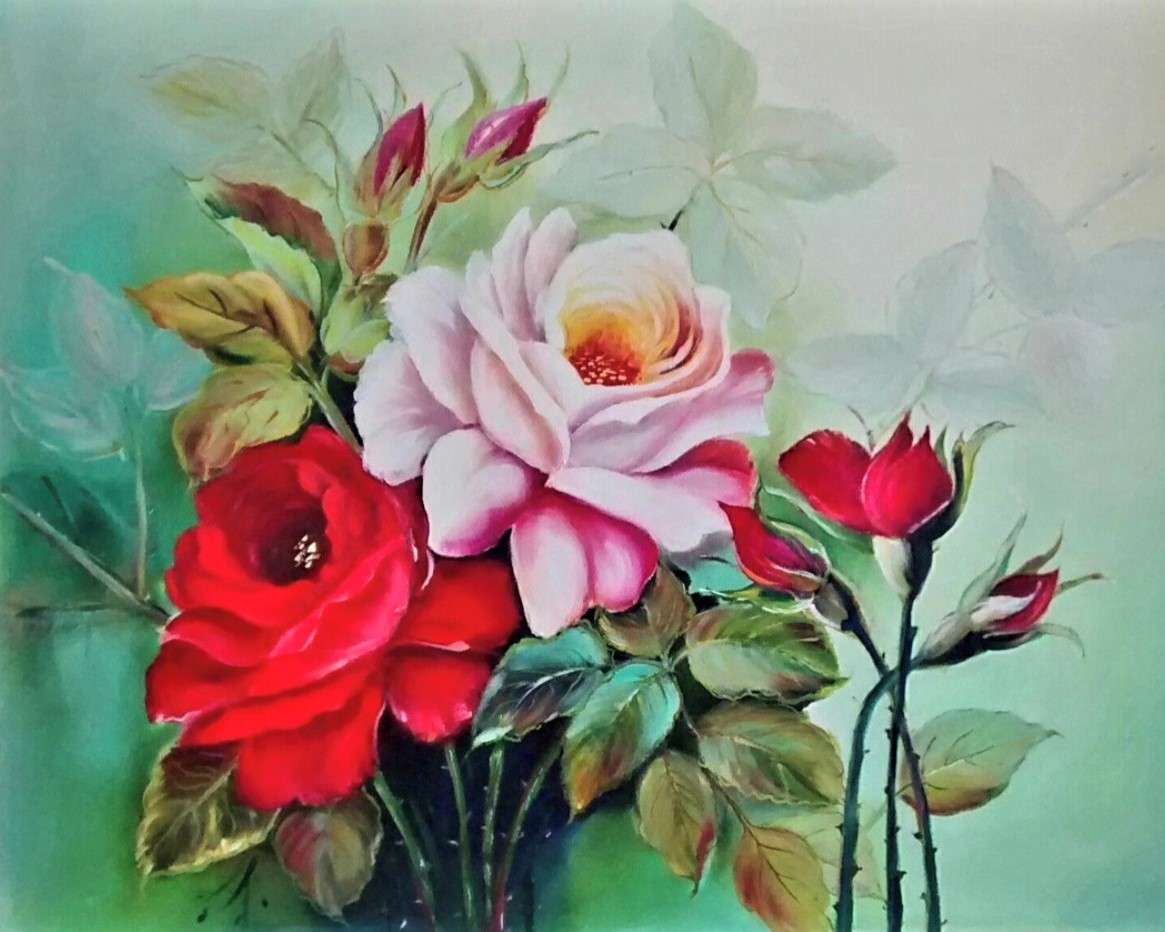 Malowane róże puzzle online