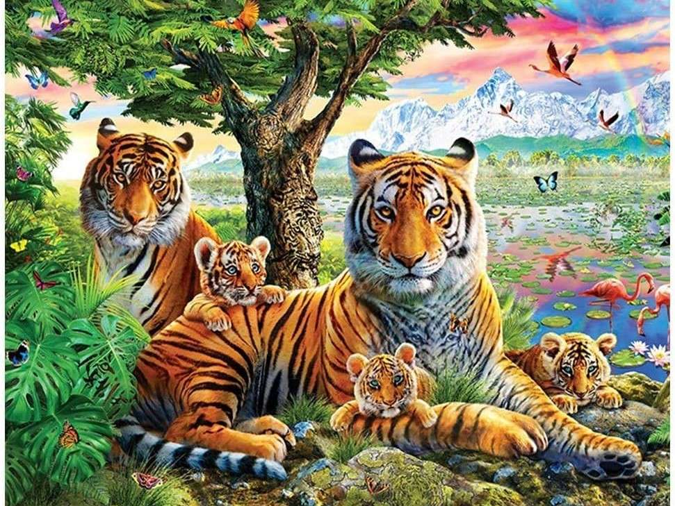 Tygrysia rodzina puzzle online
