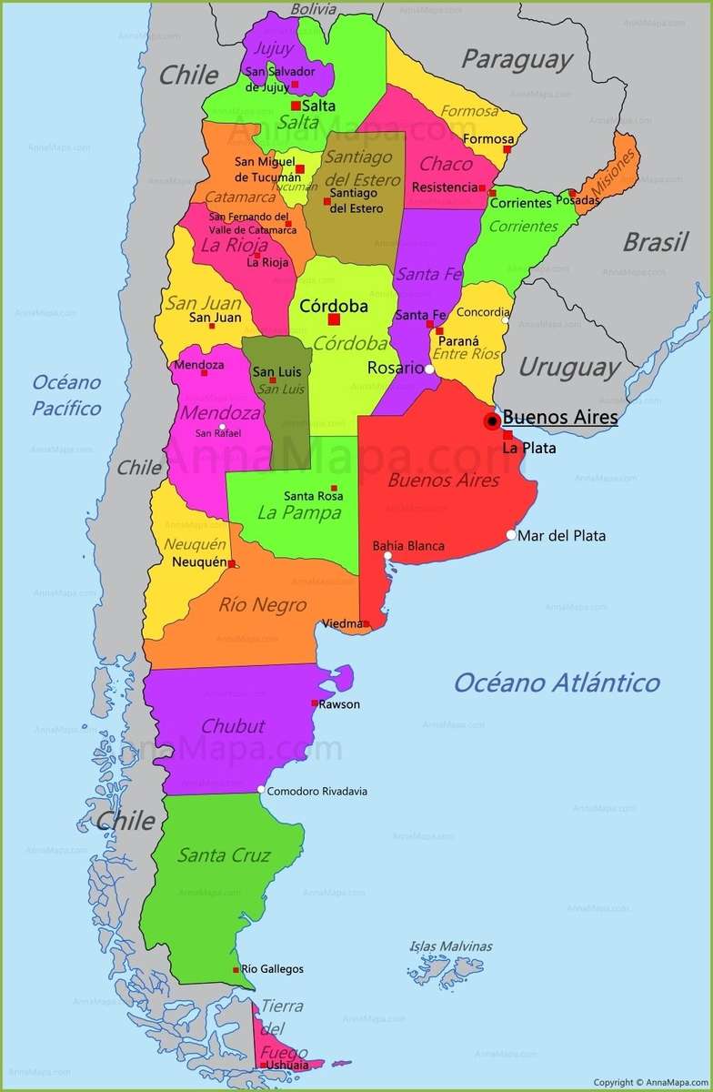Mapa Argentyny puzzle online