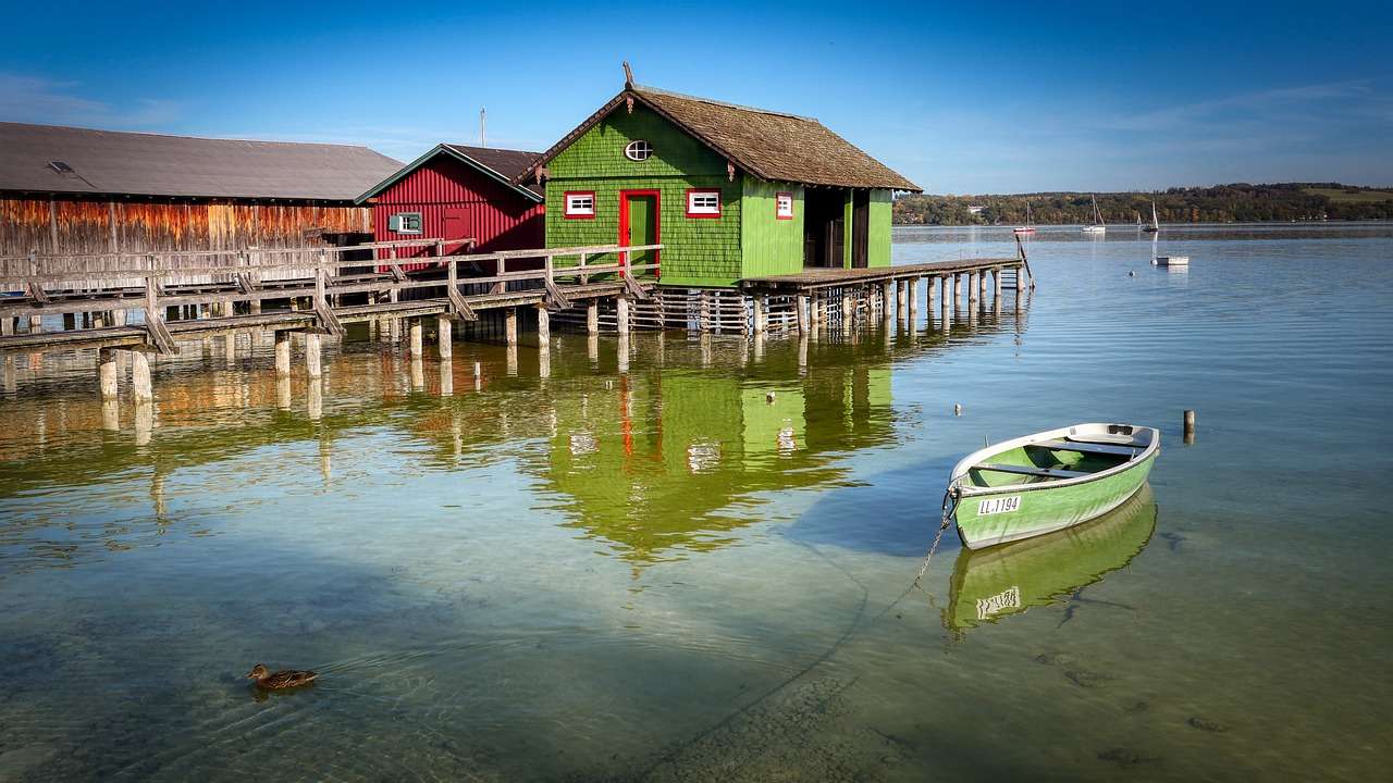 Boathouse, łódź, jezioro puzzle online