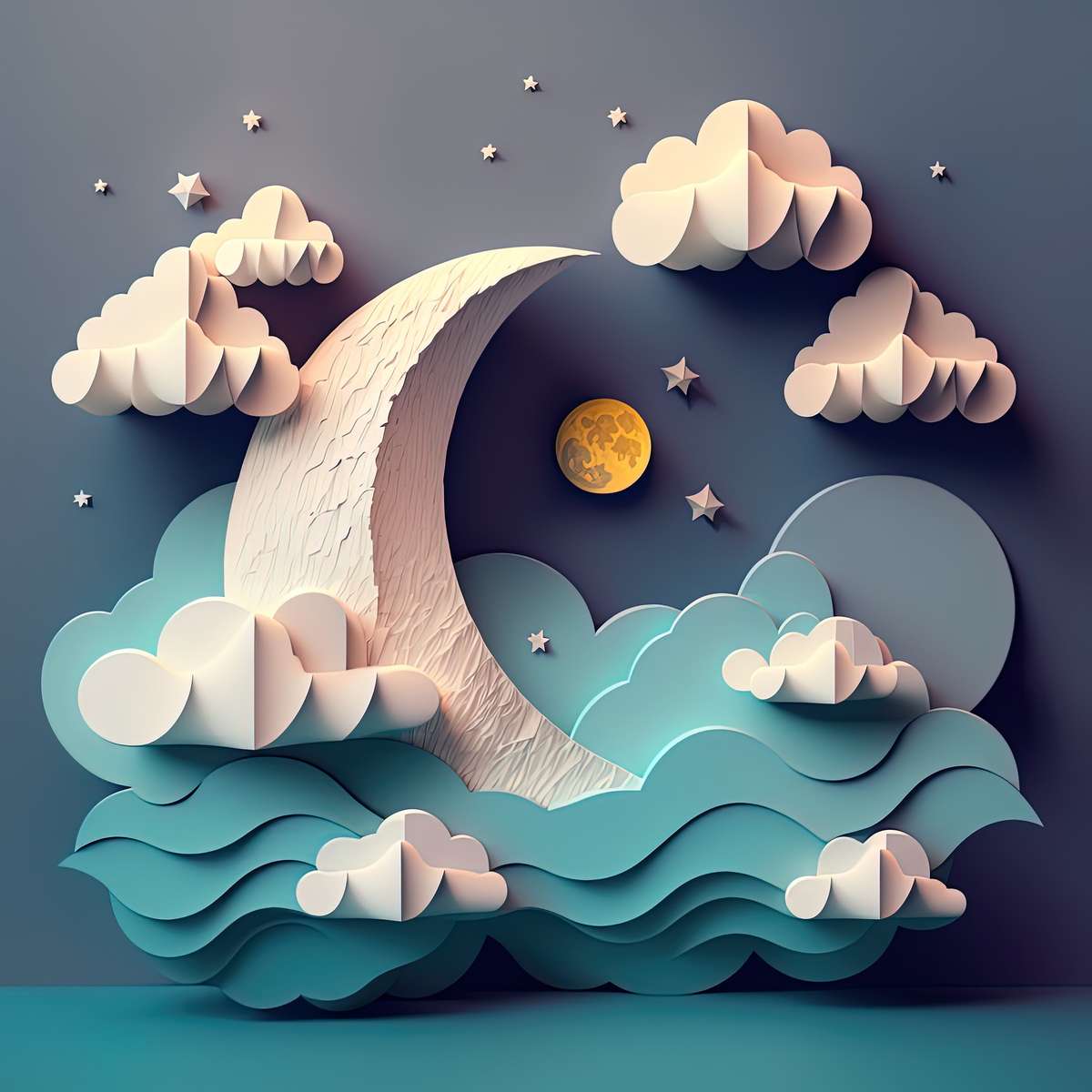 Papierowy księżyc, papierowe chmury puzzle online