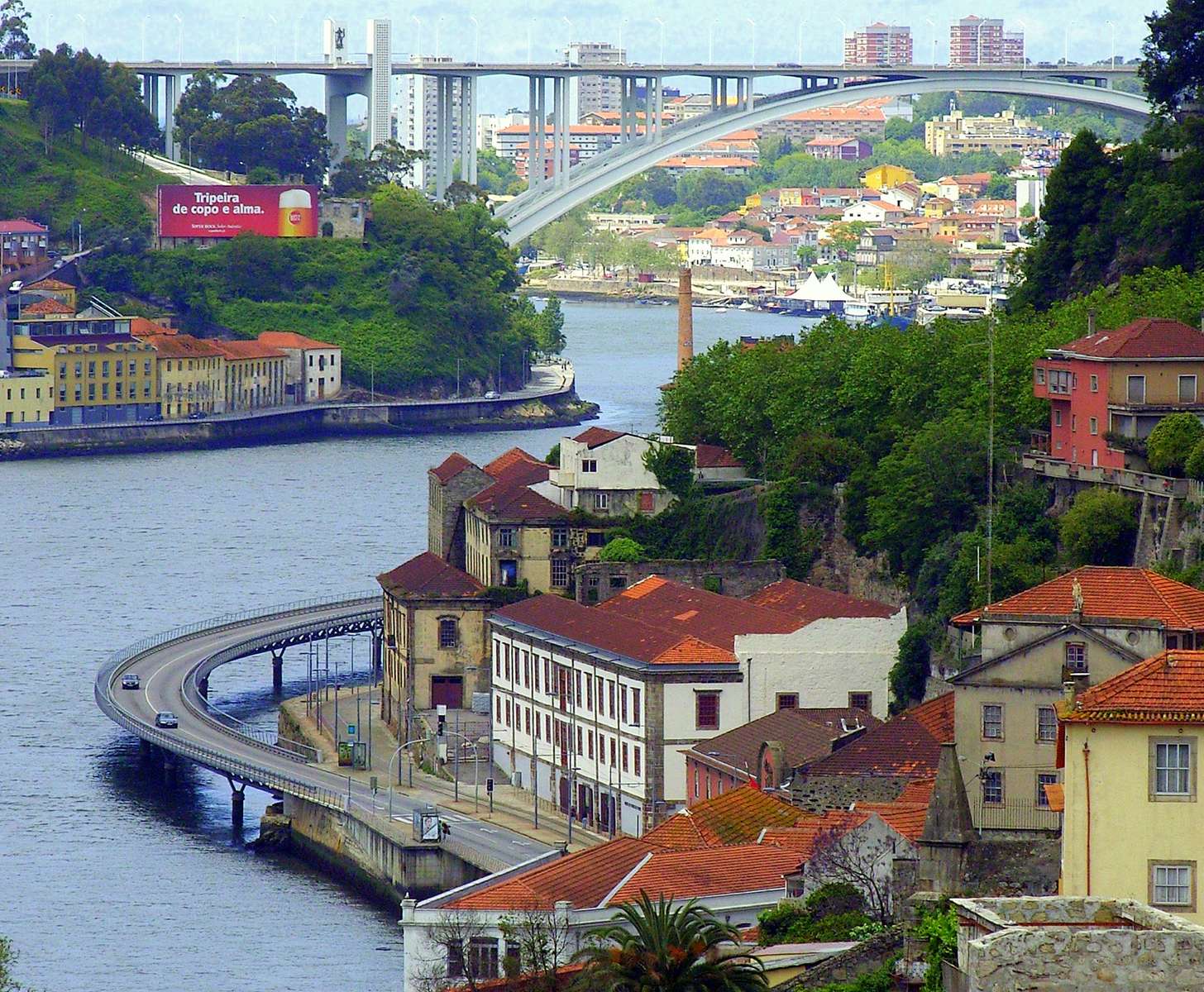 Panorama Porto z widokiem na most da Arrábida puzzle online