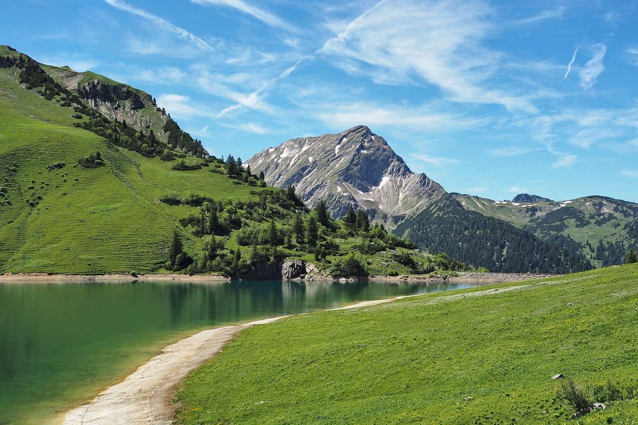Górskie jezioro, góry, Alpy puzzle online