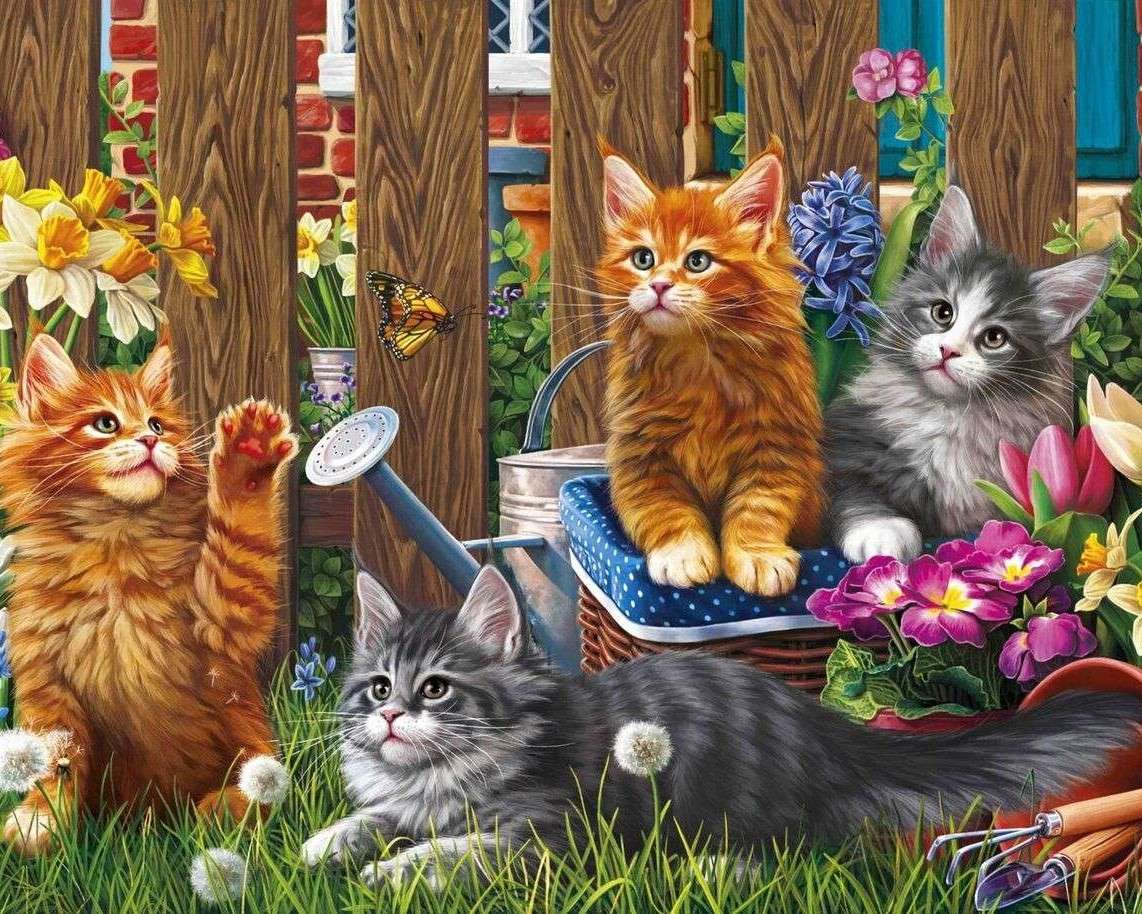Kotki w ogrodzie puzzle online