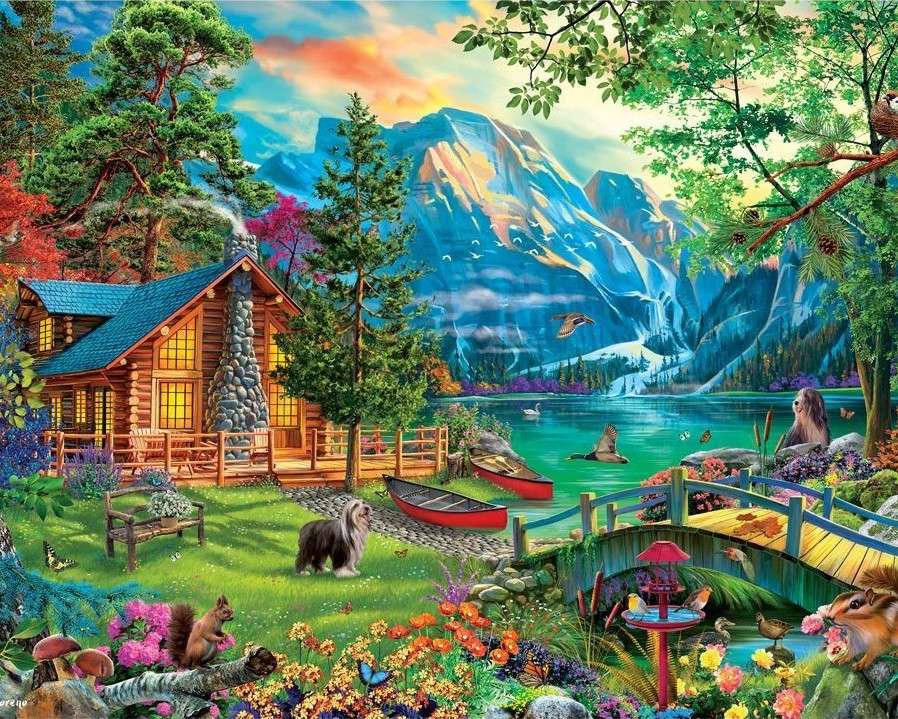 Dom i mostek w górach puzzle online