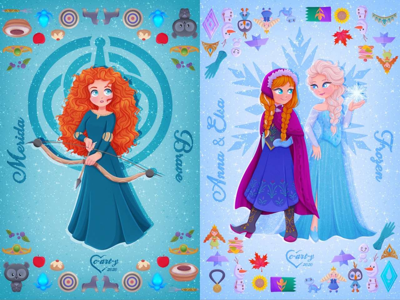 Merida, Anna i Elsa puzzle online