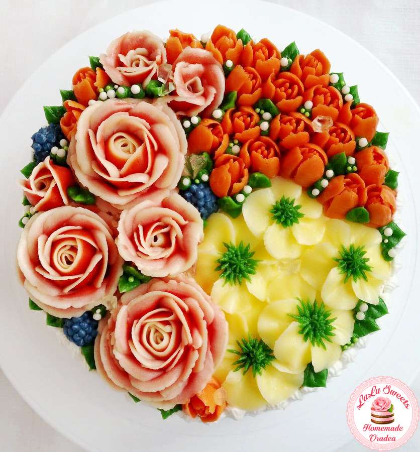 Ciasto z kwiatami puzzle online