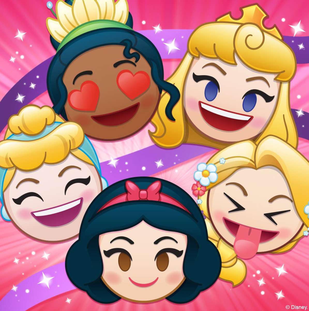 Pięć emotikonów księżniczek Disneya puzzle online