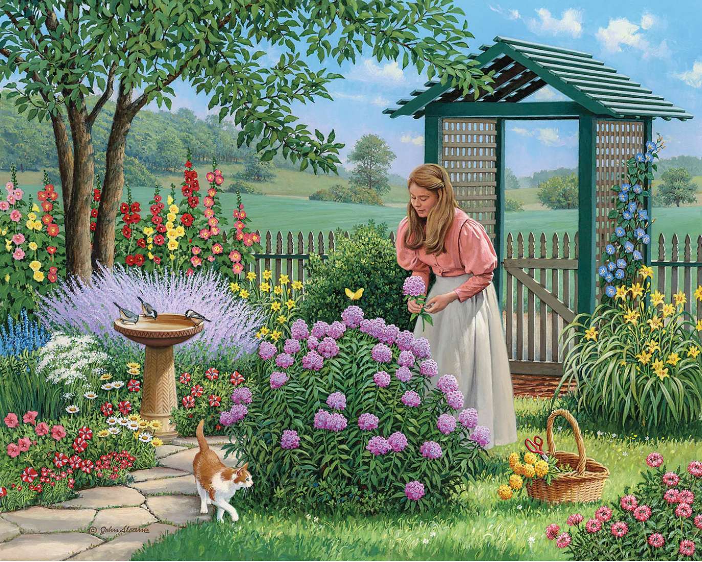 Zrywanie hortensji w ogrodzie puzzle online