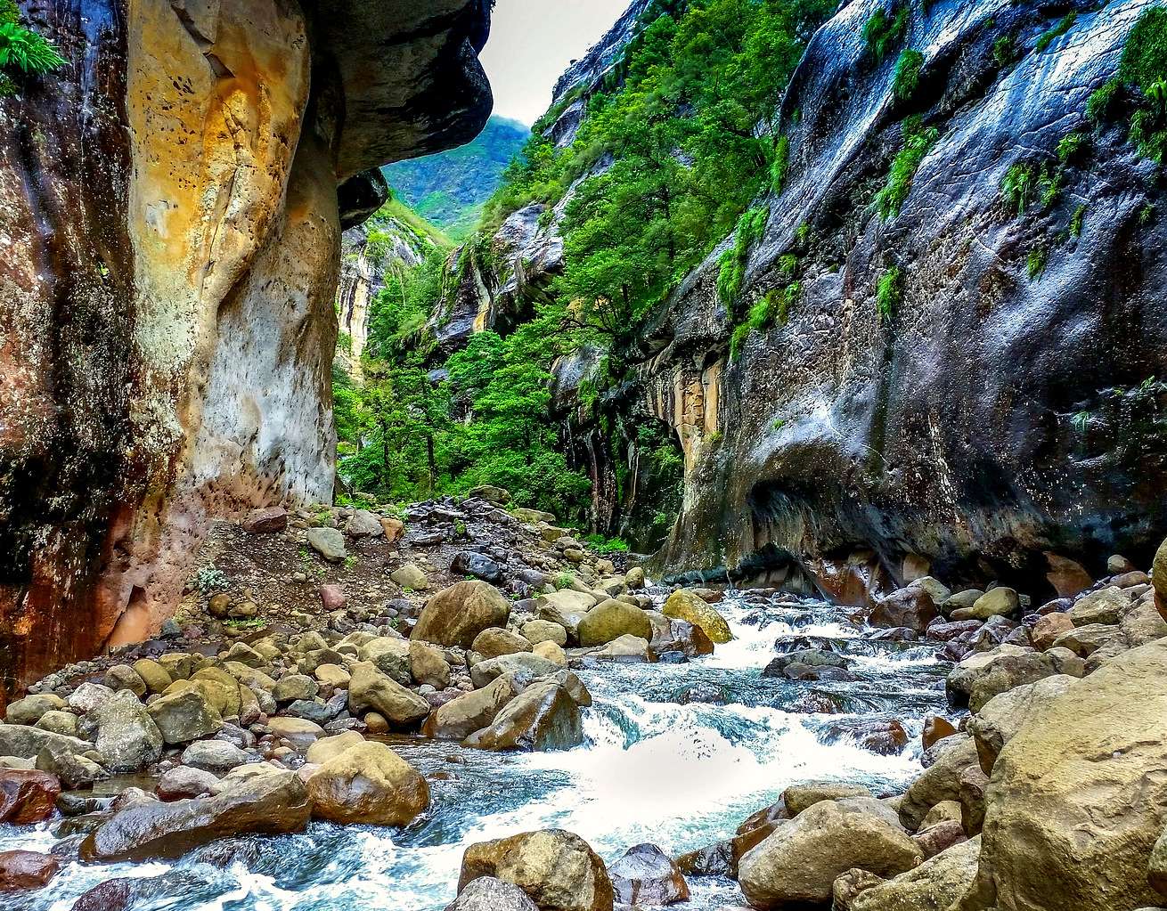 Górska rzeka płynąca przez wąwóz puzzle online