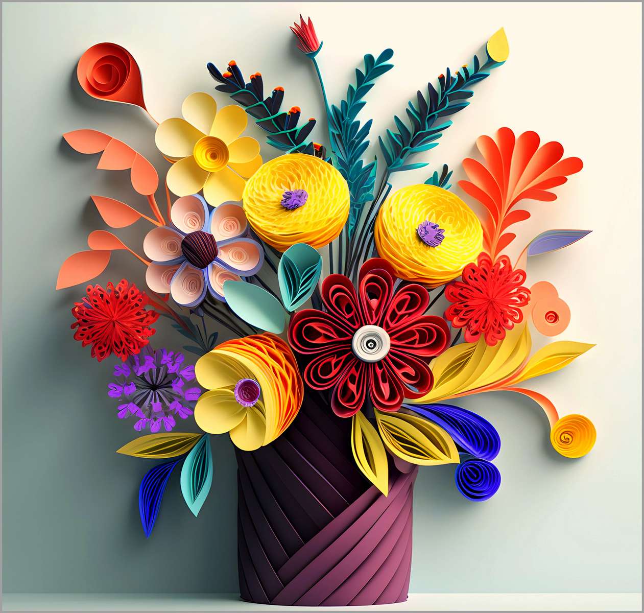 Bukiet kwiatów (technika quilingu połączona z ai) puzzle online