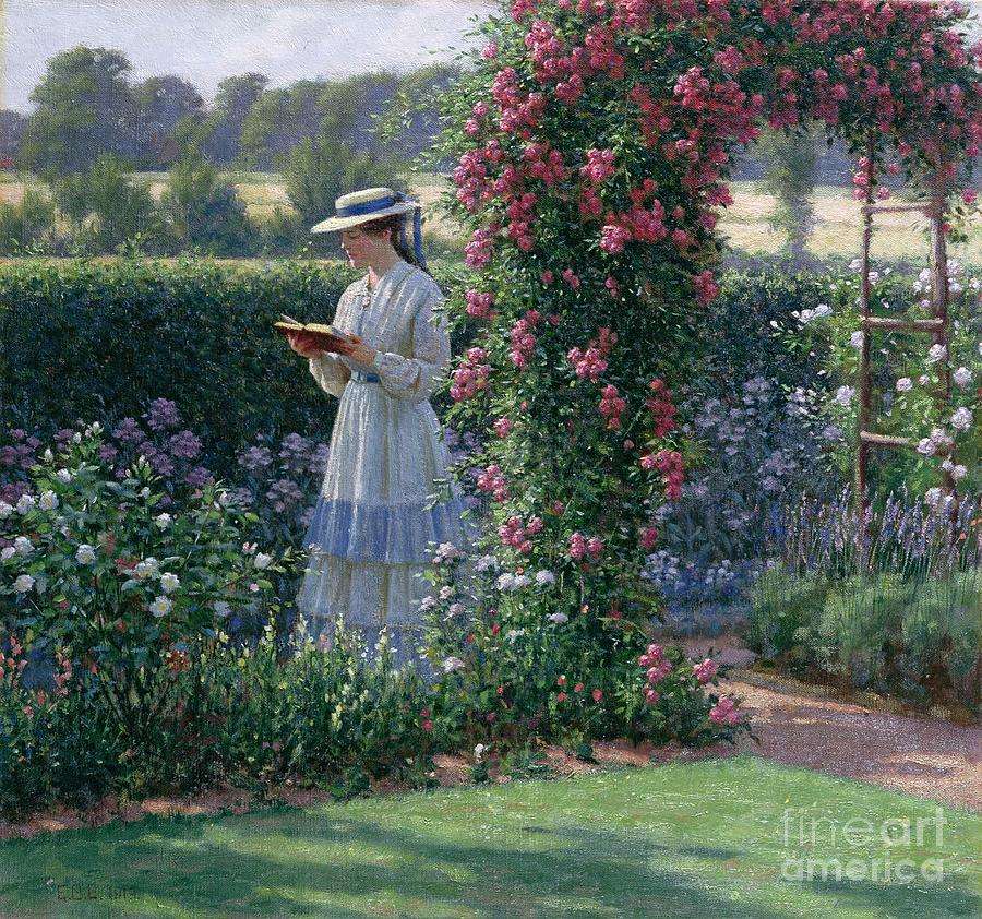 Malarstwo. Kobieta w ogrodzie puzzle online