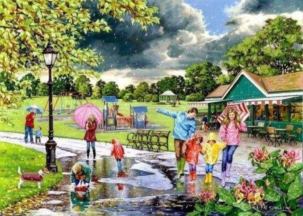 parasole w deszczu puzzle online