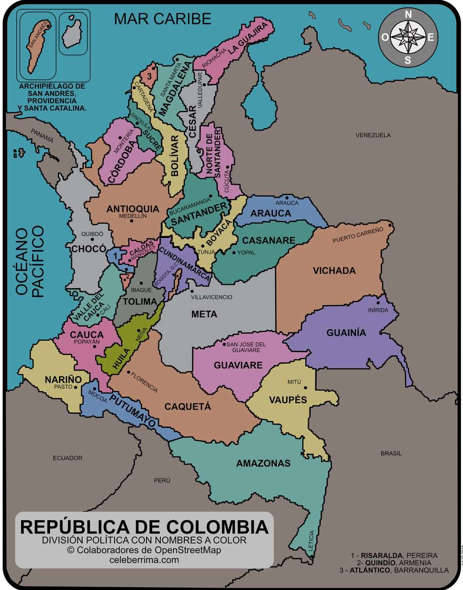 mapa Kolumbii 4 puzzle online