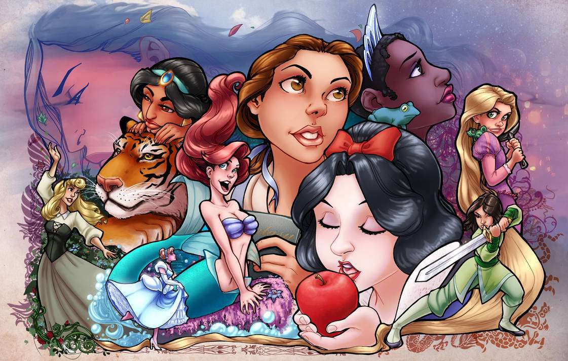 Kolaż księżniczek Disneya puzzle online