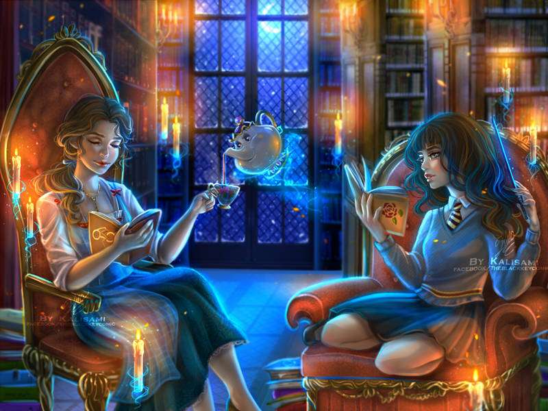 Hermiona i Bella w bibliotece puzzle online