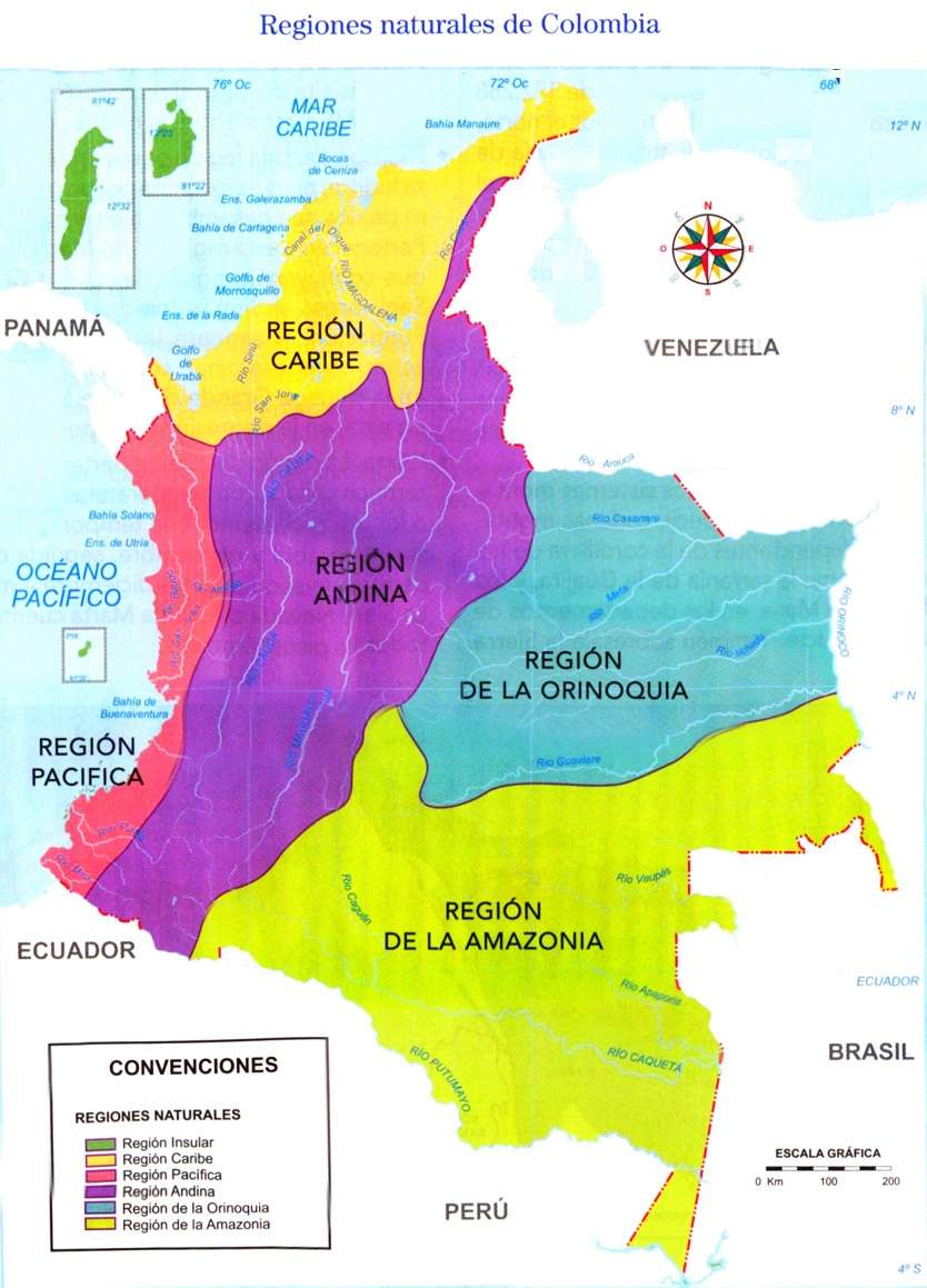 regiony na mapie Kolumbii puzzle online