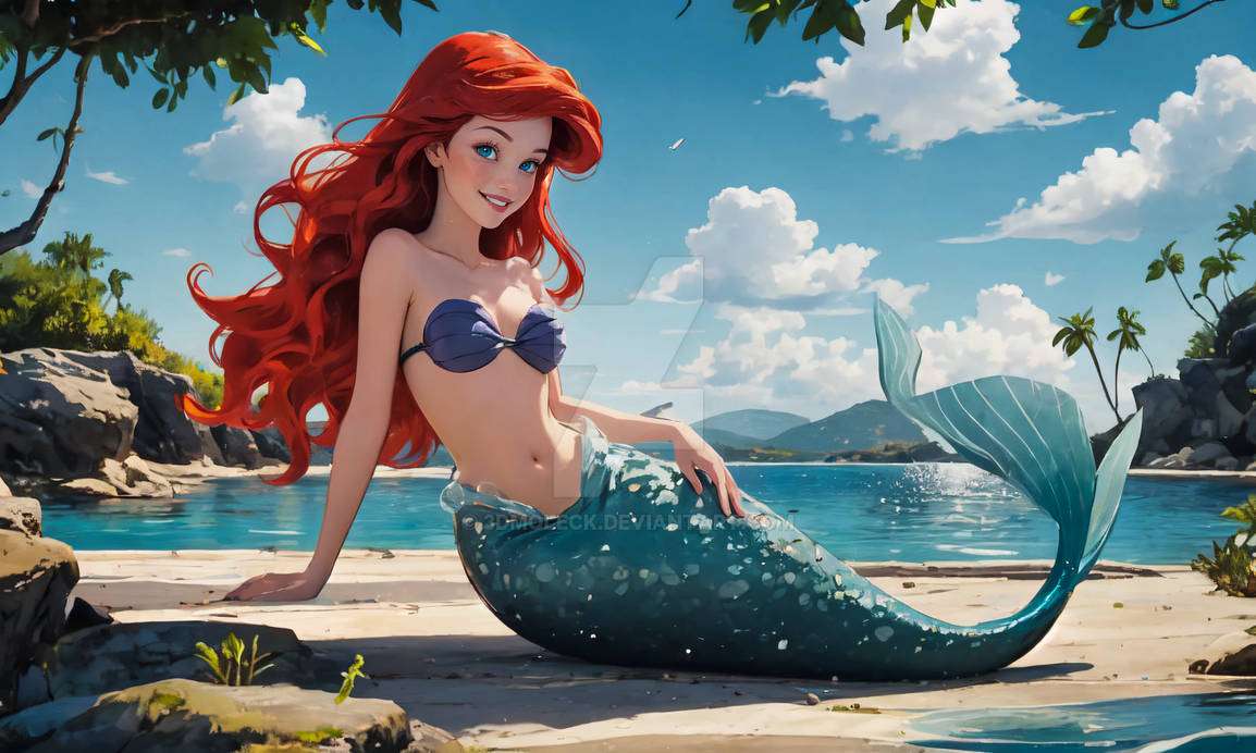 Ariel na plaży puzzle online