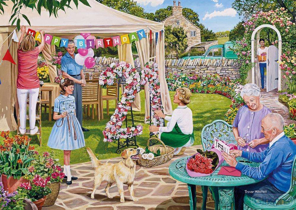 Rodzinny piknik w ogrodzie puzzle online