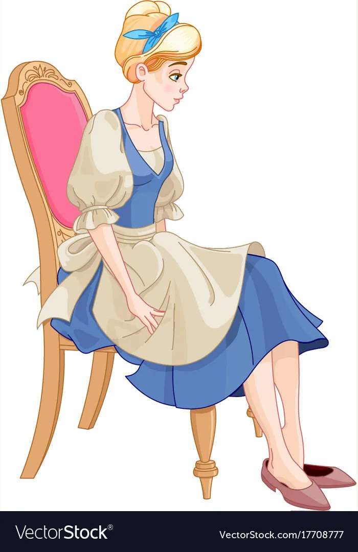 Cinderella ready to wear the glass slipper vector puzzle online