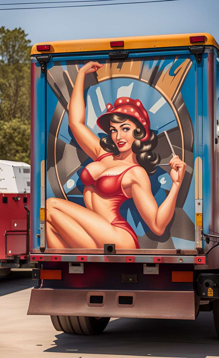 Pinuppa namalowana na ciężarówce puzzle online