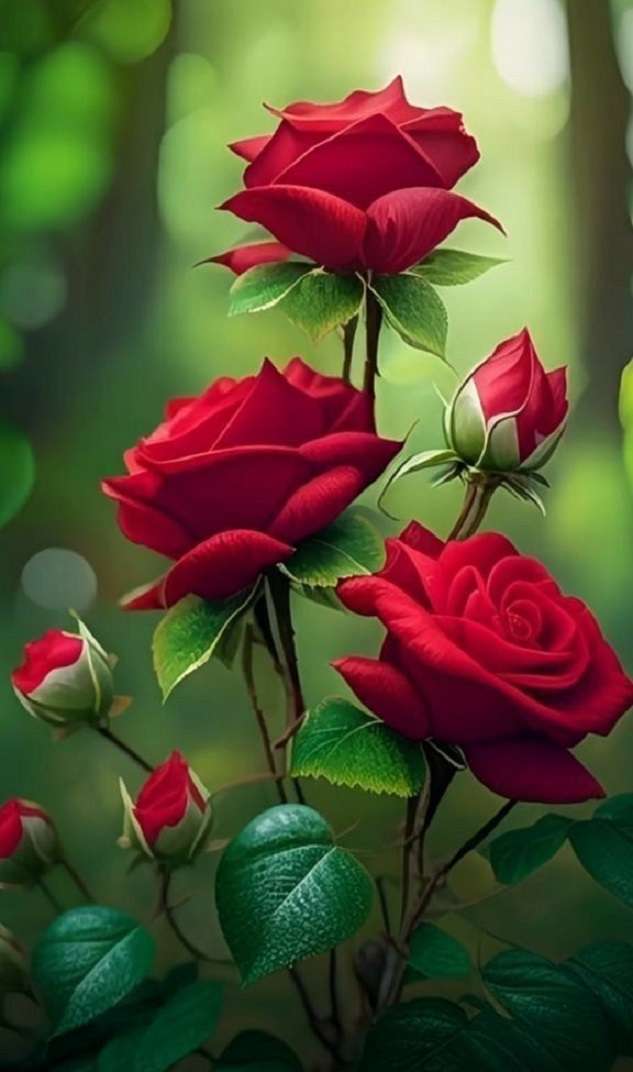 czerwone róże puzzle online