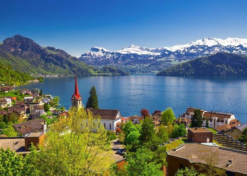 Szwajcaria, Miasteczko nad jeziorem puzzle online