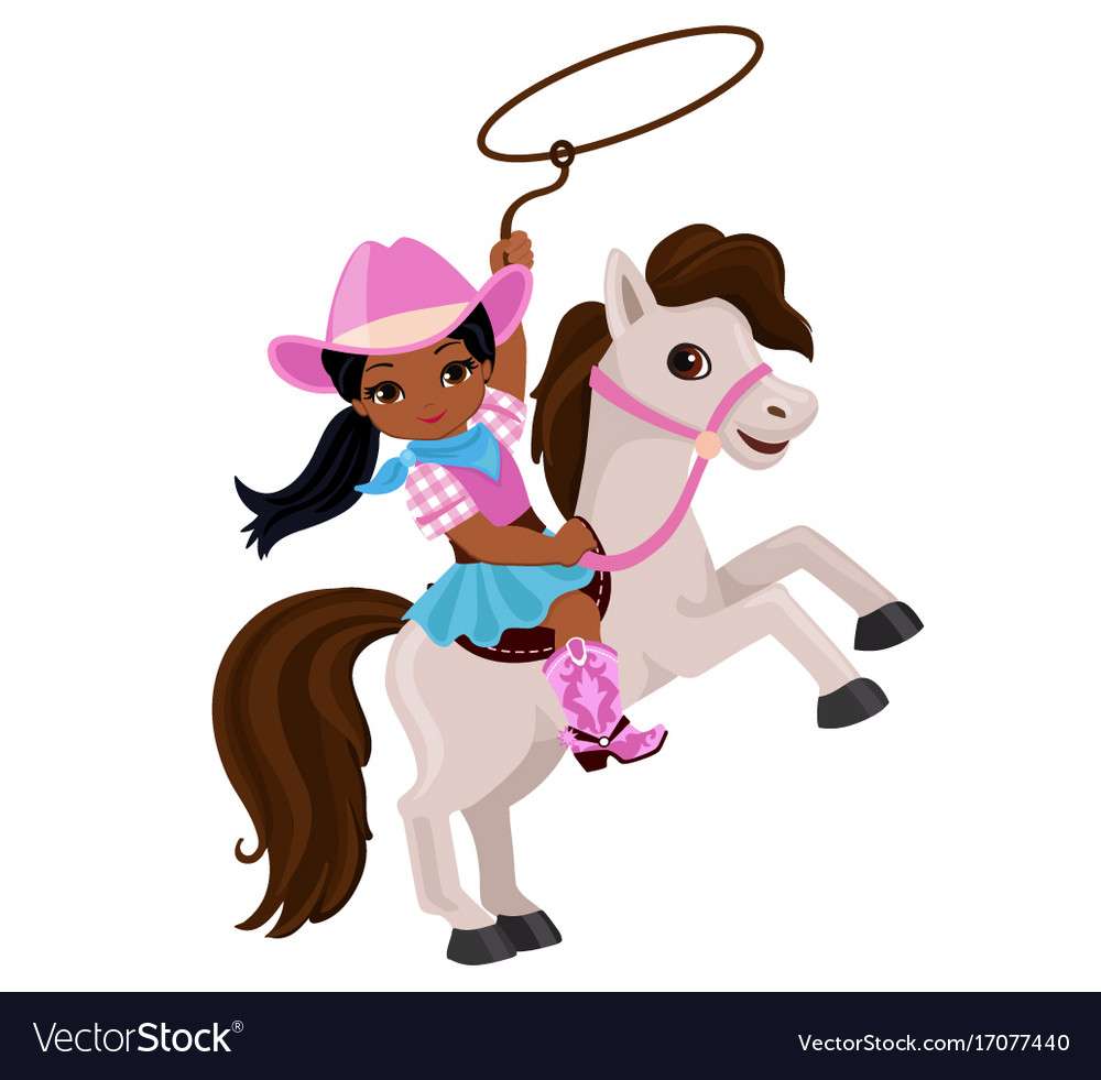 Cowgirl riding a horse with lasso vector image puzzle online