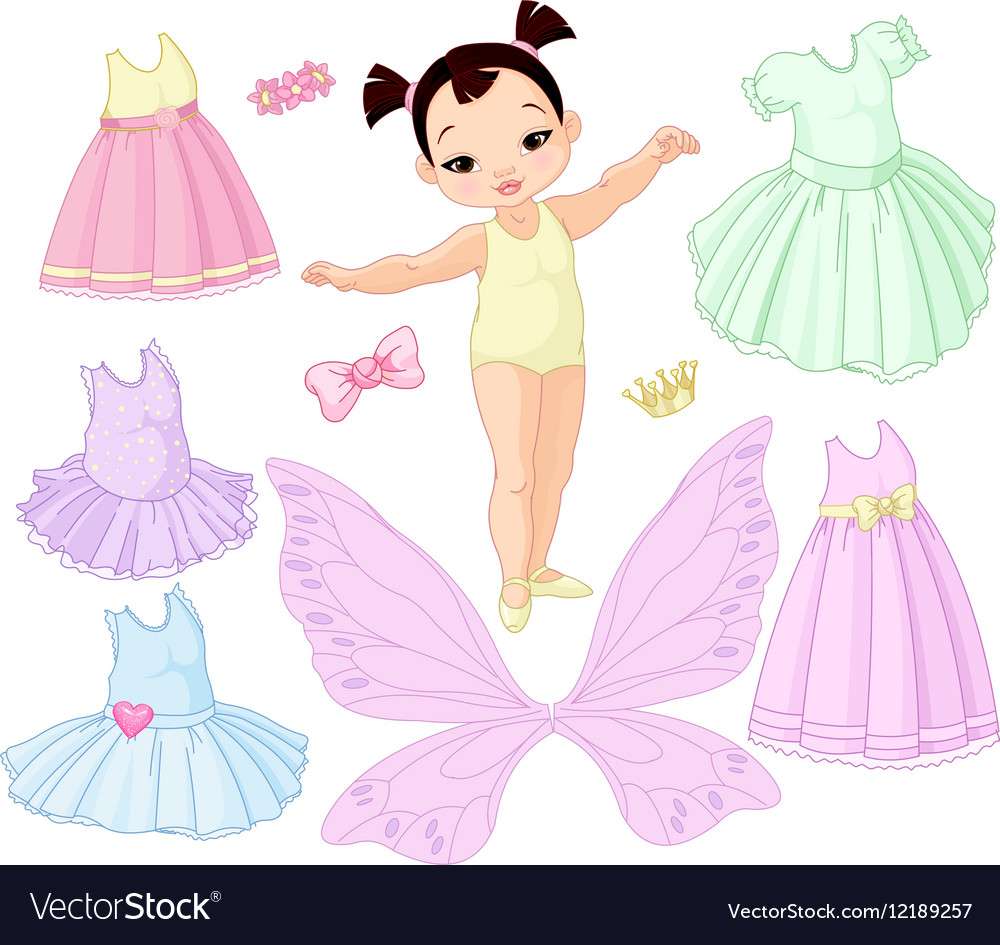Baby girl with different fairy ballet and princes puzzle online