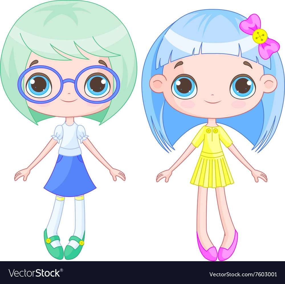 Cute girls vector image puzzle online