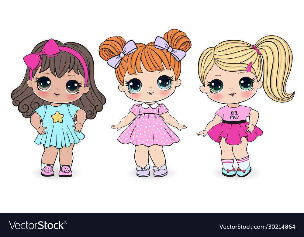 Cute little girls cartoon vector image puzzle online