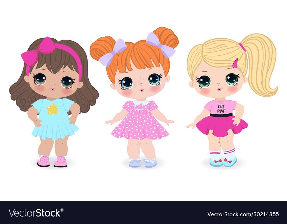 Cute girls cartoon vector image puzzle online