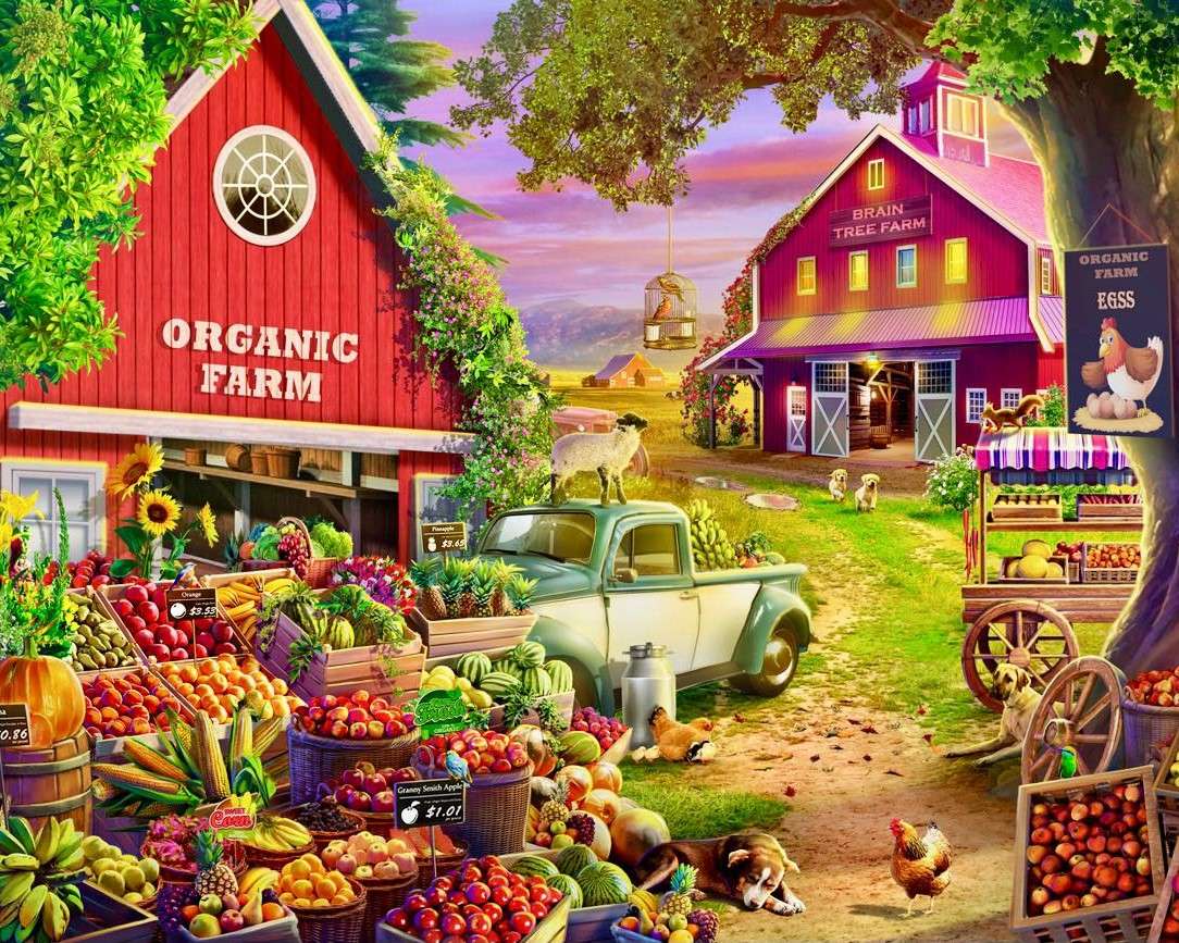 Farma ze sprzedażą owoców i warzyw puzzle online