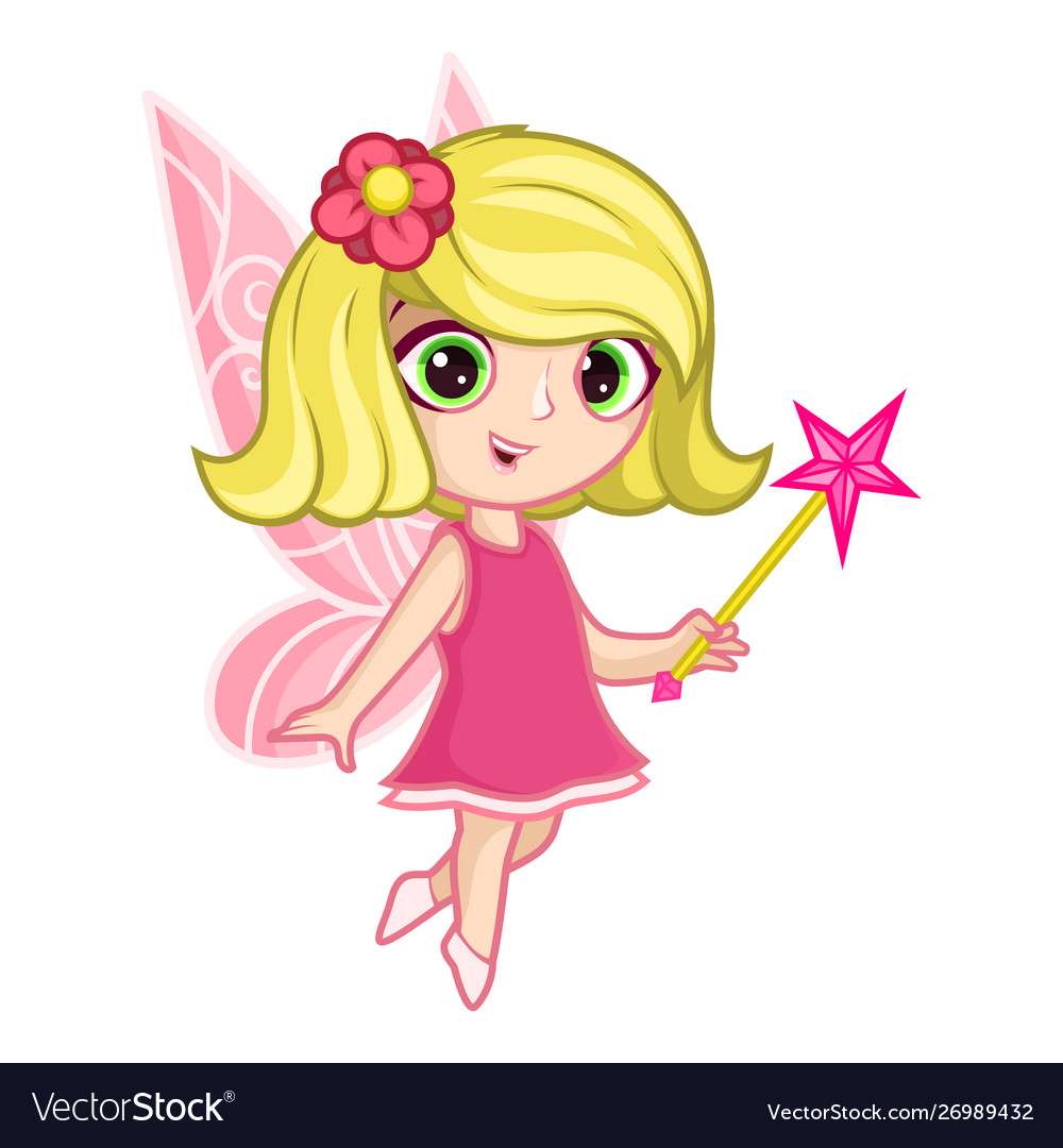 Cute little fairy with big eyes and wings vector i puzzle online