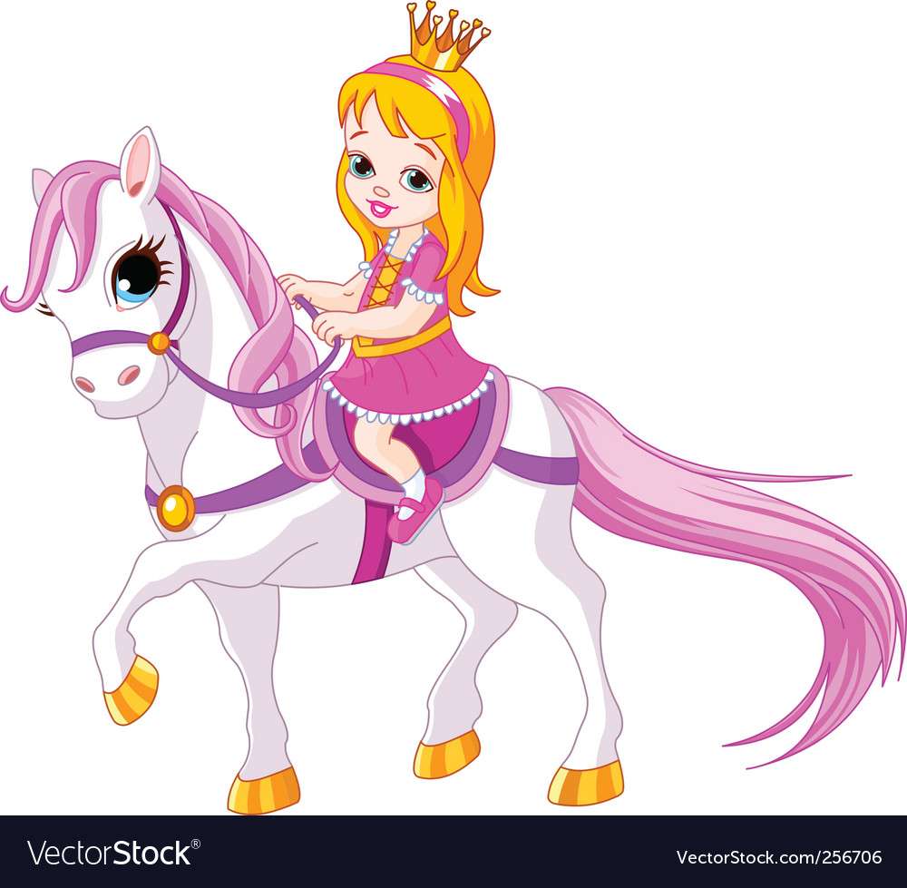 Cartoon princess on horse vector image puzzle online