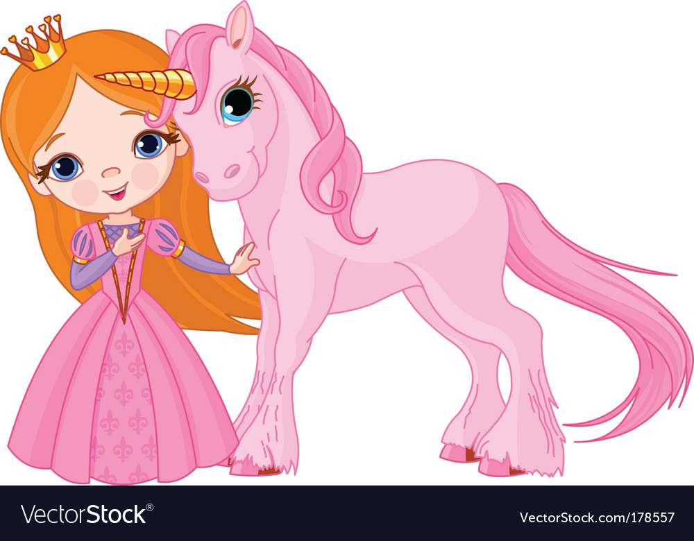 Princess and unicorn vector image puzzle online