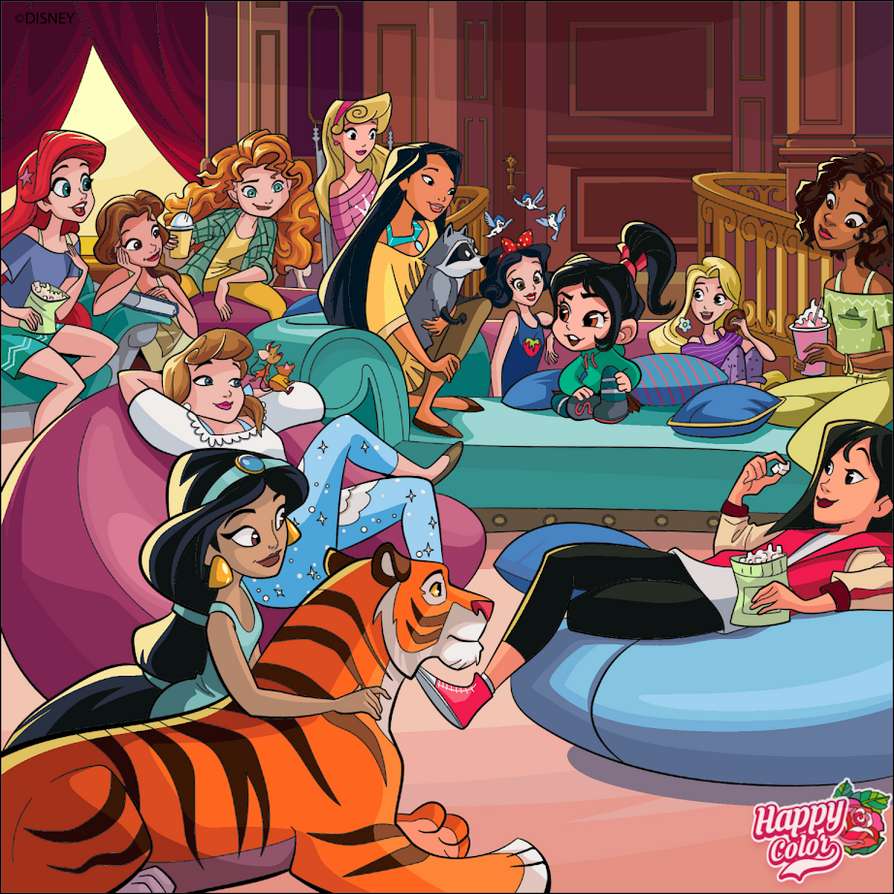 Wypoczywające księżniczki Disneya puzzle online