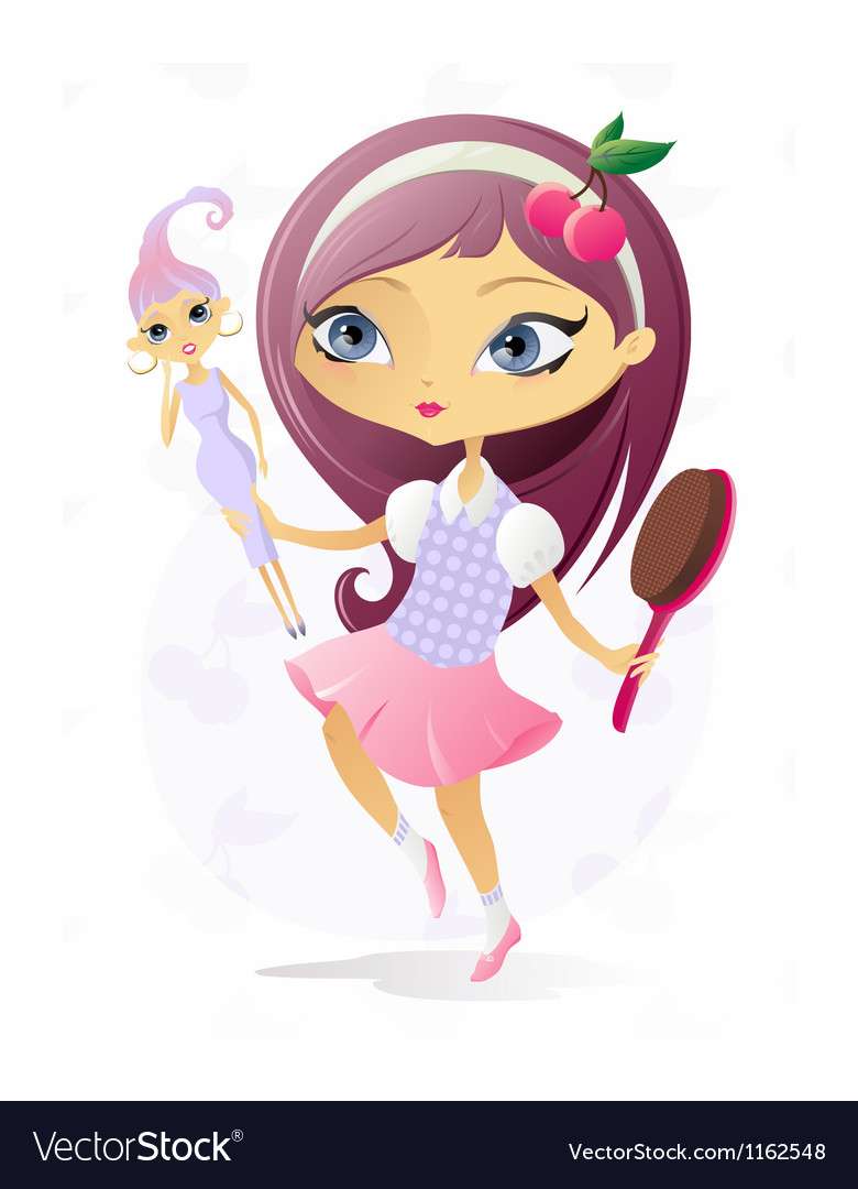 Little girl with doll vector image puzzle online