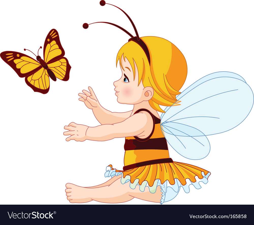 Cute baby fairy and butterfly vector image puzzle online