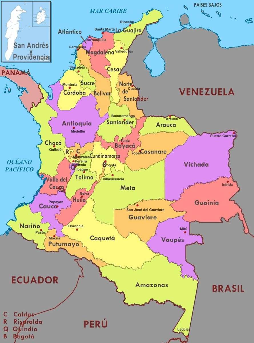 Mapa Kolumbii puzzle online