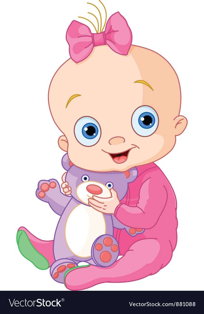 Cute baby girl with teddy bear vector image puzzle online