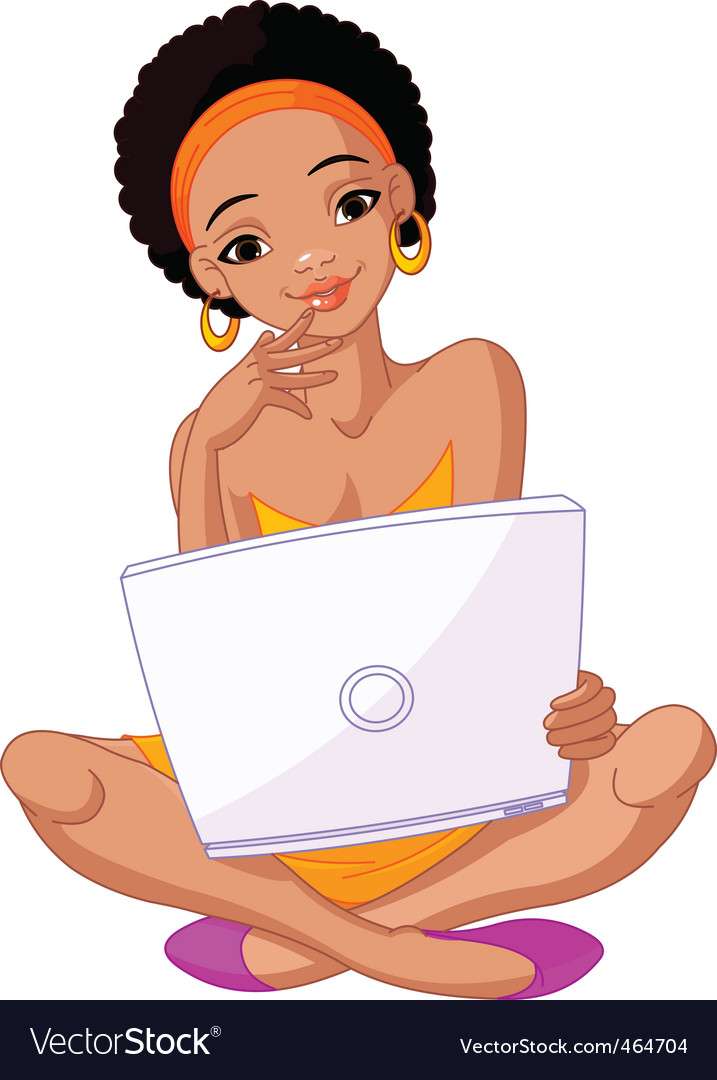 African girl with laptop vector image puzzle online