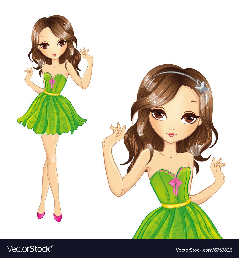 Girl in green dress dancing vector image puzzle online