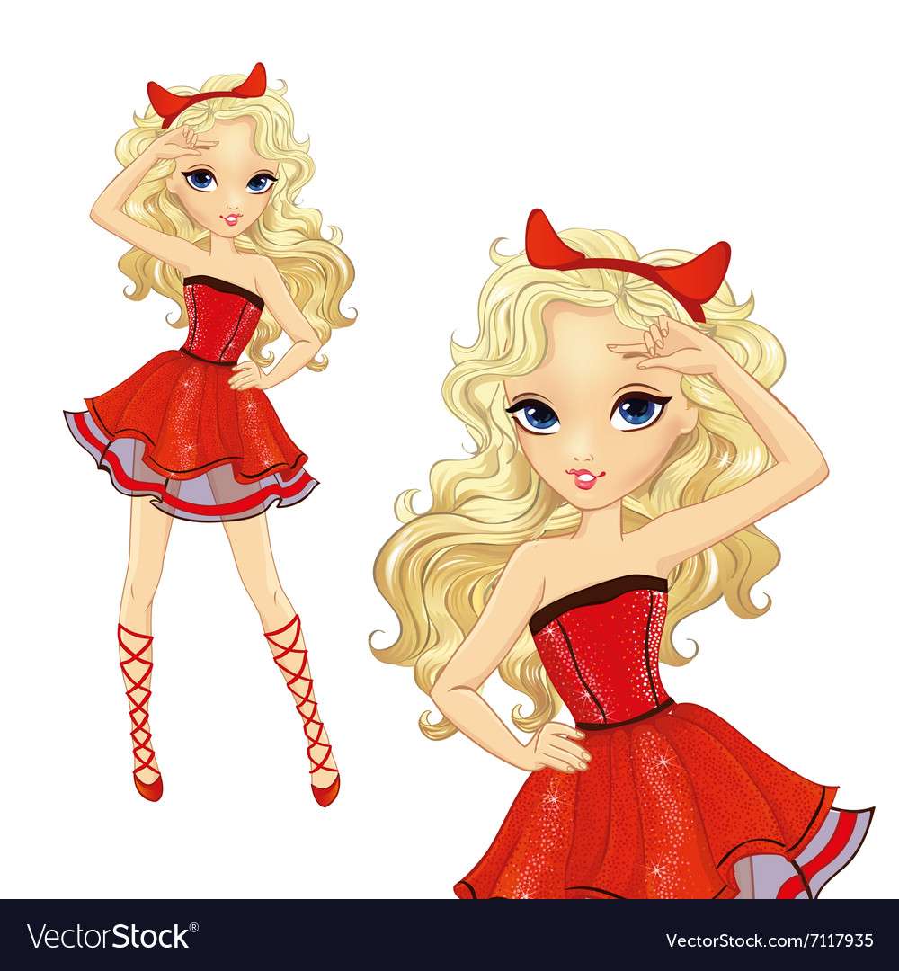 Blonde girl dressed as devils vector image puzzle online