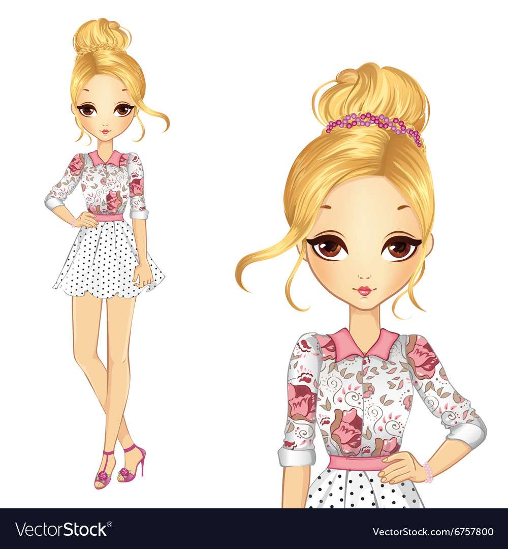 Girl in romantic style dress vector image puzzle online